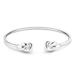 Gnoce "Verlieben sich" 925 Sterling Silber Doppel Knot Design Bangle Geburtstagsgeschenk für Freundin Für Frau (18) von GNOCE