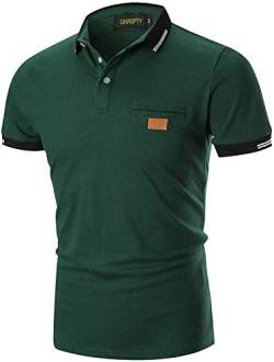GNRSPTY Herren Poloshirts Kurzarm Baumwolle Polo Shirts Männer Slim Fit Polohemd Golf Farbe Nähen T-Shirt S-XXL,Grün,L von GNRSPTY