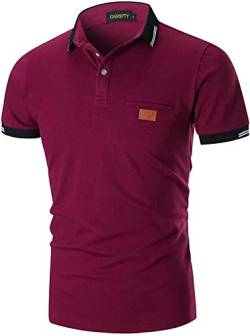 GNRSPTY Herren Poloshirts Kurzarm Baumwolle Polo Shirts Männer Slim Fit Polohemd Golf Farbe Nähen T-Shirt S-XXL,Rot,M von GNRSPTY