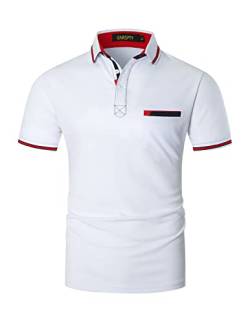 GNRSPTY Poloshirt Herren Kurzarm Klassischer Basic Baumwolle Golf T-Shirt,Weiß,XL von GNRSPTY