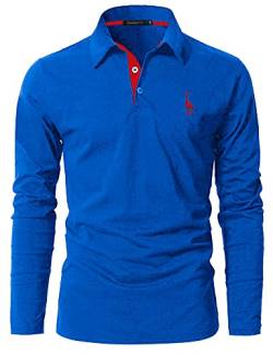 GNRSPTY Poloshirt Herren Slim Fit Langarm Stickerei Baumwolle T-Shirts Golf Poloshirts,Blau 1,XL von GNRSPTY