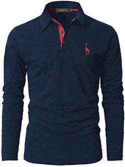 GNRSPTY Poloshirt Herren Slim Fit Langarm Stickerei Baumwolle T-Shirts Golf Poloshirts,Blau 2,XXL von GNRSPTY