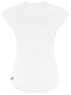 GO HEAVY Damen Fitness Funktions Sport T-Shirt Laufshirt Kurzarm Schnelltrocknend Yoga Sportoberteil | Weiß XXL von GO HEAVY