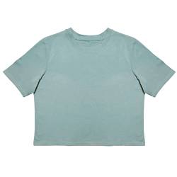 GO HEAVY Damen Short Shirt Crop Top Kurzarm Sportshirt (M, Vintage Blue) von GO HEAVY