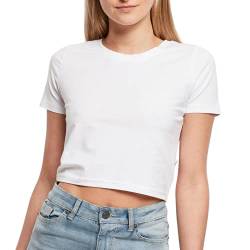 GO HEAVY Damen T-Shirt Crop Top Sportoberteil Fitness Freizeittop Yoga Workout Kurz Enganliegender Schnitt Bauchfrei Sommershirt (Weiß, M) von GO HEAVY