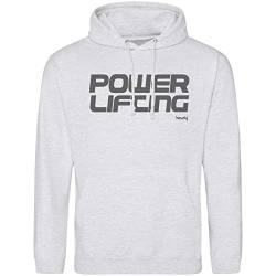 GO HEAVY Herren Sport Freizeit Hoodie | Gym Trainings Sweatshirt mit Kapuze | Aufdruck Powerlifting Ash M von GO HEAVY