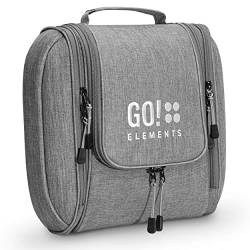 GO!elements® Kulturbeutel Kulturtasche zum Aufhängen Herren & Damen - Kosmetiktasche groß Mann Frauen für Koffer & Handgepäck - Waschtasche Reise-Tasche, Farbe:Grau von GO!elements