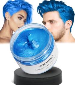 GOCBOBO Temporäres Haarfarbe Wachs Waschbare Blau Haarwachs Männer Frauen DIY Farbwachs für Party Cosplay Halloween 4,23 Unzen von GOCBOBO