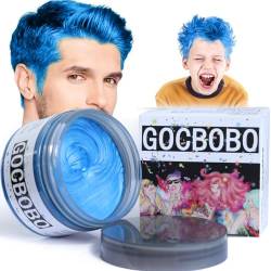 Temporäre Haarfarbe Wachs Blau Unisex Natürlich Haarfarbe Auswaschbar Modellierwachs für Party Cosplay Halloween (4,23 Unzen) von GOCBOBO