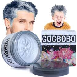 Temporäre Haarfarbe Wachs Silber Grau Unisex Natürlich Haarfarbe Auswaschbar Modellierwachs für Party Cosplay Halloween (4,23 Unzen) von GOCBOBO