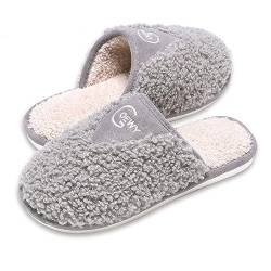 GOEWY Hausschuhe Damen Winter Pantoffeln Herren Plüsch Wärme Weiche Bequem Rutschfeste Memory Foam Slippers(Grau,37/38EU) von GOEWY