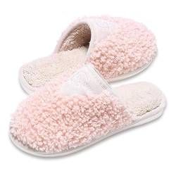 GOEWY Hausschuhe Damen Winter Pantoffeln Herren Plüsch Wärme Weiche Bequem Rutschfeste Memory Foam Slippers(Rosa,39/40EU) von GOEWY