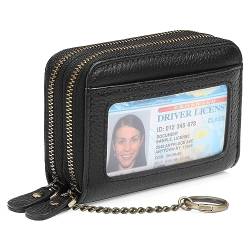 GOIACII Kleine Geldbörse aus echtem Leder für Damen, RFID-blockierend, Kreditkartenetui, A01 Black-Upgrade, Modern von GOIACII