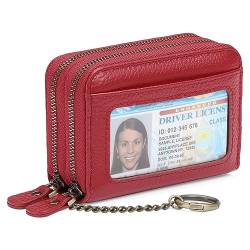 GOIACII Kleine Geldbörse aus echtem Leder für Damen, RFID-blockierend, Kreditkartenetui, A03 Red-Upgrade, Modern von GOIACII