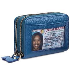 GOIACII Kleine Geldbörse aus echtem Leder für Frauen, RFID-blockierende Kreditkartenhalter-Geldbörse, A02 Blau, RFID-Geldbörse, klein von GOIACII