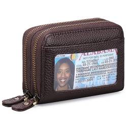 GOIACII Kleine Geldbörse aus echtem Leder für Frauen, RFID-blockierende Kreditkartenhalter-Geldbörse, A23 Coffee, RFID-Geldbörse, klein von GOIACII