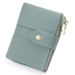 GOIACII Kleine Geldbörse für Frauen mit doppelter Reißverschlusstasche, RFID-blockierend, Damen-Geldbörse, Leder, C01-hellblau, Classic von GOIACII