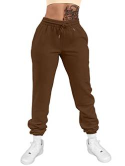 GOKATOSAU Damen Sexy Lounge Stretch Casual Jogger Kordelzug Sweatpants mit Taschen - Braun - Mittel von GOKATOSAU