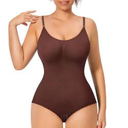 GOLD CARP Shapewear Damen Bauchweg Bodysuit Figurenformend Formende Bodys Nahtlos Body Shaper Verstellbarer Schultergurt Tummy Control Unterwäsche Taillenformer Jumpsuit Kaffee 3XL von GOLD CARP