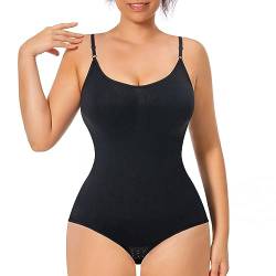 GOLD CARP Shapewear Damen Bauchweg Bodysuit Figurenformend Formende Bodys Nahtlos Body Shaper Verstellbarer Schultergurt Tummy Control Unterwäsche Taillenformer Jumpsuit Schwarz 3XL von GOLD CARP