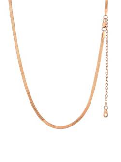 GOLDCHIC JEWELRY Edelstahl Schlichte Kette Flache Schlangen Kette ohne Anhänger Breite 3mm Collier Choker Halskette Geeignet zum Stapeln mit 46cm+9cm Kette in Rosegold von GOLDCHIC JEWELRY