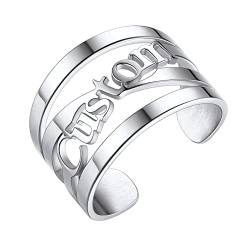 GOLDCHIC JEWELRY Name aufschneiden Ring einstellbare offene Name Ring mit Gravur anpassbare benutzerdefinierte Namensring 14.5mm Breit in Silber von GOLDCHIC JEWELRY