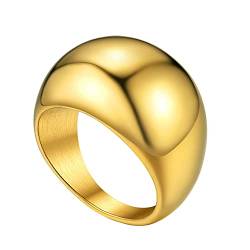GOLDCHIC JEWELRY Vintage Schmal Verlobungsringe Eheringe Trauringe Memoire Ringe 16mm breit Edelstahl Schlichter Polierter Ring Dünne Stapelbarer Ring für Damen Ringgröße 59.5（18.9） in Gold von GOLDCHIC JEWELRY
