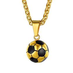 GoldChic 18K Vergoldet Fußball Kettenanhänger Herren Fußball Charm Halskette Fußball Sport Schmuck mit 55cm+5cm Kette für Geburtstag Weihnachten Valentinstag von GOLDCHIC JEWELRY