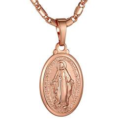 GoldChic Wundertätige Marienanhänger Medaille Kette Rosagold Anhänger Halskette Medaille Jungfrau Maria Heilige Maria Magdalena Kette 20 Zoll + 5CM Verlängerketten von GOLDCHIC JEWELRY