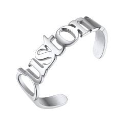 Individuelle Namensring personalisierte einstellbare offene Name Ring anpassbare Solitär geschliffene Name Ring in Silber für Damen Herren von GOLDCHIC JEWELRY