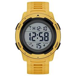 GOLDEN HOUR Uhren Herren Wasserdicht Digital mit Breitem Bildschirm Leicht Ablesbares Display, Militär-Stil, mit Gummi-Armband - Gelb von GOLDEN HOUR