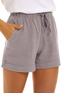 GOLDPKF Hotpants Damen Damen Lounge Workout Shorts für Frauen Bequeme Athletik mit Taschen Elastische Taille Bermuda Kordelzughose Grau XX-Large 46 von GOLDPKF