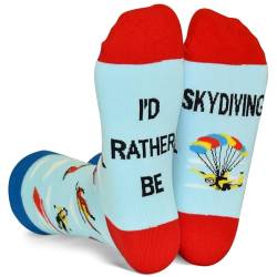 GOLIN Lustige Spruch-Socken, Geschenk für Männer, Frauen, Teenager, Fallschirmspringen, Medium von GOLIN