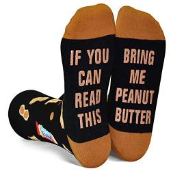 Neuheit Weihnachtsgeschenke – Lustiger Spruch Pickle Bourbon Speck Käse rutschfeste Socken, Erdnussbutter, Medium von GOLIN