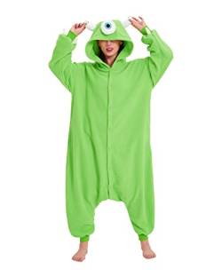 GONAAP Unisex Erwachsene Onesie Pyjama Tier Einteiler Kostüm Cosplay Nachtwäsche, Mike Wazowski, Small von GONAAP