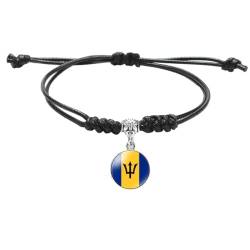 GONMFKM Geflochtene Armbänder Mit Modischer Flagge Und Flagge Kreative Armreifen Mit Barbados Flaggen Anhänger, Mehrlagig, Gewebtes Punk Armband In Schwarz, Schmuck Für Paare, Patriotische Unisex Ac von GONMFKM