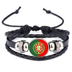 GONMFKM Modische Portugal Flagge, Gewebte Armbänder Modische Portugal Flagge, Zeitstein Armband, Handgefertigtes Geflochtenes Armband, Mehrschichtiger Geflochtener Neuheitsschmuck Für Männer Und Fra von GONMFKM