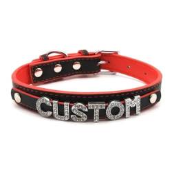 GONMFKM Modischer Charme Personalisierte Halskette, Schwarz Rot Gemischtes Lederhalsband Für Männer Frauen Benutzerdefinierte Namenshalskette Cosplay, Verstellbares Halsband Gothic Halsband Personal von GONMFKM