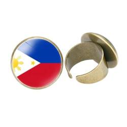 GONMFKM Modischer Philippinischer Nationalflaggen-Ring Für Damen Und Herren, Unisex – Glas-Geometrie-Charm, Verstellbare Ringe, Ewigkeit, Verlobung, Versprechen, Fingerring, Jahrestag, Eheringe, Sch von GONMFKM