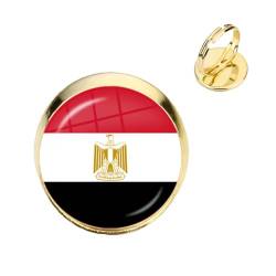 GONMFKM Modischer Verstellbarer Ring Mit Ägyptischer Flagge – Geometrischer Glas-Cabochon-Bildkunst-Runder Offener Daumenfingerring Für Frauen, Teenager-Mädchen, Unisex-Schmuckgeschenk, Gelb, 18 Mm von GONMFKM