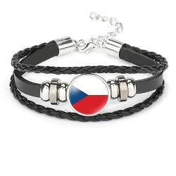 GONMFKM Modisches, Tschechische Flagge, Verstellbares Gewebtes Armband Hip Hop Punk Kette, Armband, Souvenir, Patriotischer Abzeichen Schmuck, Geflochtene Charm Armreifen Aus Leder, Neuheit, Schicke von GONMFKM