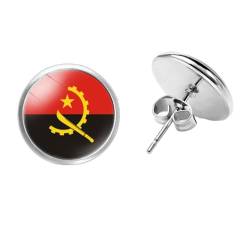 Mode Persönlichkeit Afrika Runde Ohrstecker Angola Flagge Charme 1,2 Cm X 1,2 Cm Baumeln Ohrringe, Ideal Für Frauen Männer Patriotische Creolen Ohrring Weihnachten Charme Schmuck Geschenk, M von GONMFKM