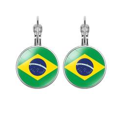 Mode Persönlichkeit Brasilien Flagge Baumeln Ohrringe Mode Neuheit Südamerika Nationalflagge Glas Haken Creolen, Patriotischer Schmuck Jubiläumsgeschenke Für Frauen Männer, Mode Ohrring, One von GONMFKM