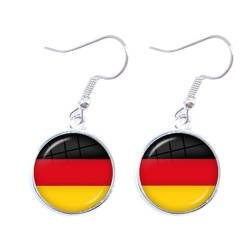 Mode Persönlichkeit Damen Ohrhänger Deutschland Nationalflagge Runde Glas Charm Haken Ohrringe, Schmuck Ohrreifen Geburtstagsgeschenke Für Frauen Männer, Weiß, Einheitsgröße von GONMFKM