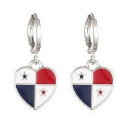 Mode Persönlichkeit Panama Flagge Baumeln Ohrringe Herz Emaille Charm Creolen, Festival Schmuck Geschenke Accessoires Für Frauen Mädchen Kinder, Mode Ohrring, Einheitsgröße von GONMFKM
