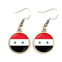 Mode Persönlichkeit Syrien Flagge Haken Ohrring Mode Nationalflagge Glas Charm Baumeln Ohrringe, Schmuck Weihnachten Creolen Geschenk Zubehör Für Frauen Männer, Gelb, Einheitsgröße von GONMFKM