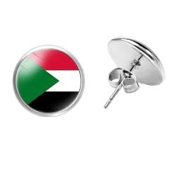 Mode-Persönlichkeits-Ohrringe Mit Sudan-Flagge Für Frauen, Hip-Hop-Glas-Kreis-Charm, Patriotische Tropfen-Ohrringe, Schicker Schmuck, Geschenke Für Frauen, Männer, Mädchen, Modischer Ohrring von GONMFKM