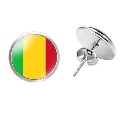 Modische Persönlichkeit, Mali-Flagge, Ohrstecker, Afrikanisches Nationallogo, Bild, Glas-Cabochon-Ohrhänger, Schmuckzubehör Für Damen, Herren, Mädchen, Geschenk, Modischer Ohrring, Einheitsg von GONMFKM