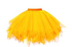 GOOBGS Damen 50er Ballettrock Multi-SchichtenVintage Ballet Blase Firt Tulle Petticoat Puffy Tutu Gelb Medium von GOOBGS