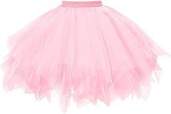 GOOBGS Damen 50er Ballettrock Multi-SchichtenVintage Ballet Blase Firt Tulle Petticoat Puffy Tutu Rosa Medium von GOOBGS